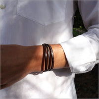 Bracelet homme multi-liens en cuirs marrons