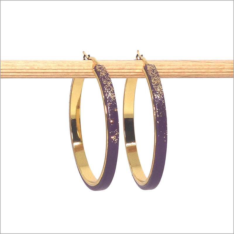 Boucles d'oreilles créoles colorées en cuir et paillettes