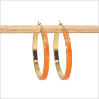 Boucles d'oreilles créoles colorées en cuir et paillettes