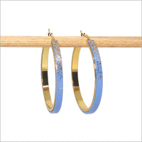 Boucles d'oreilles créoles colorées en cuir et paillettes