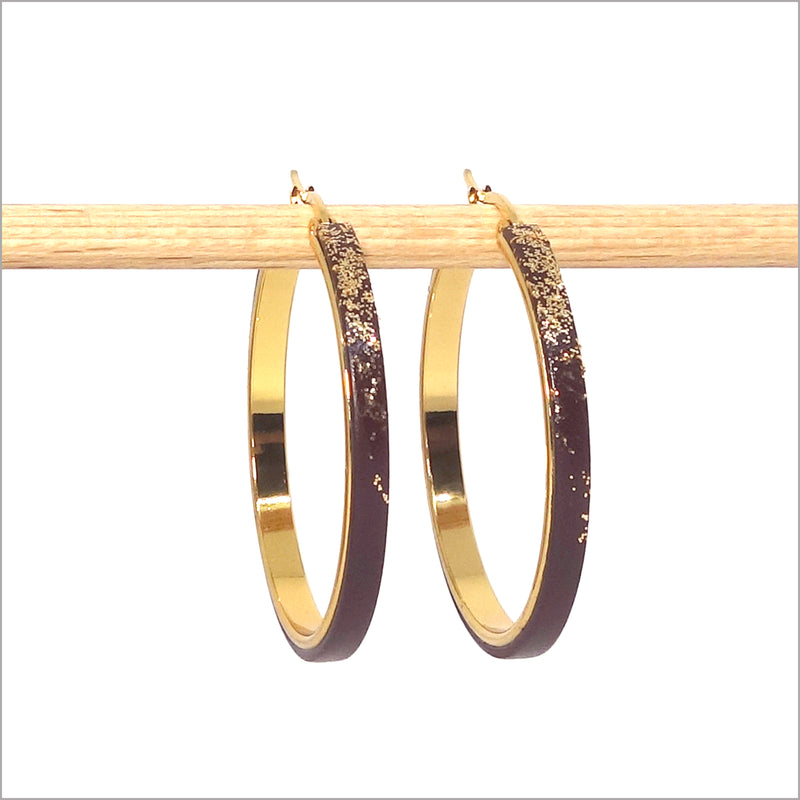 Boucles d'oreilles créoles colorées en cuir et paillettes