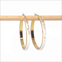 Boucles d'oreilles créoles colorées en cuir et paillettes