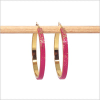 Boucles d'oreilles créoles colorées en cuir et paillettes