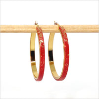 Boucles d'oreilles créoles colorées en cuir et paillettes