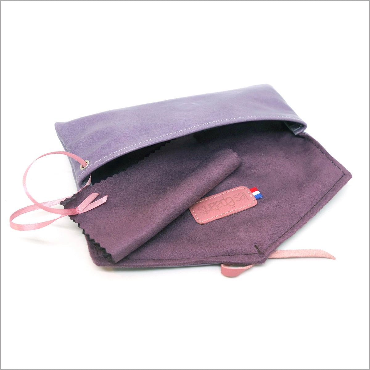 Soft lilac leather glasses case