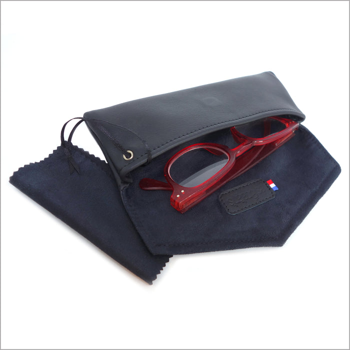 Soft black leather glasses case