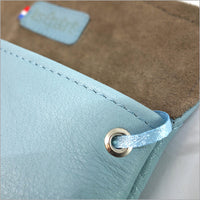 Glasses case in soft sky blue leather