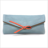 Glasses case in soft sky blue leather