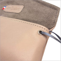 Nude beige soft leather glasses case
