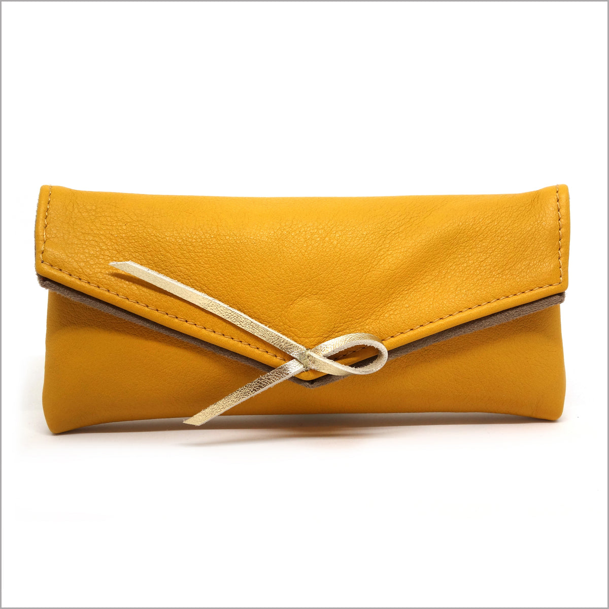 Glasses case in soft golden yellow leather