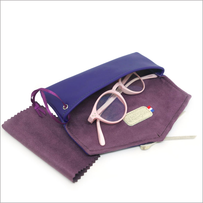Purple soft leather glasses case