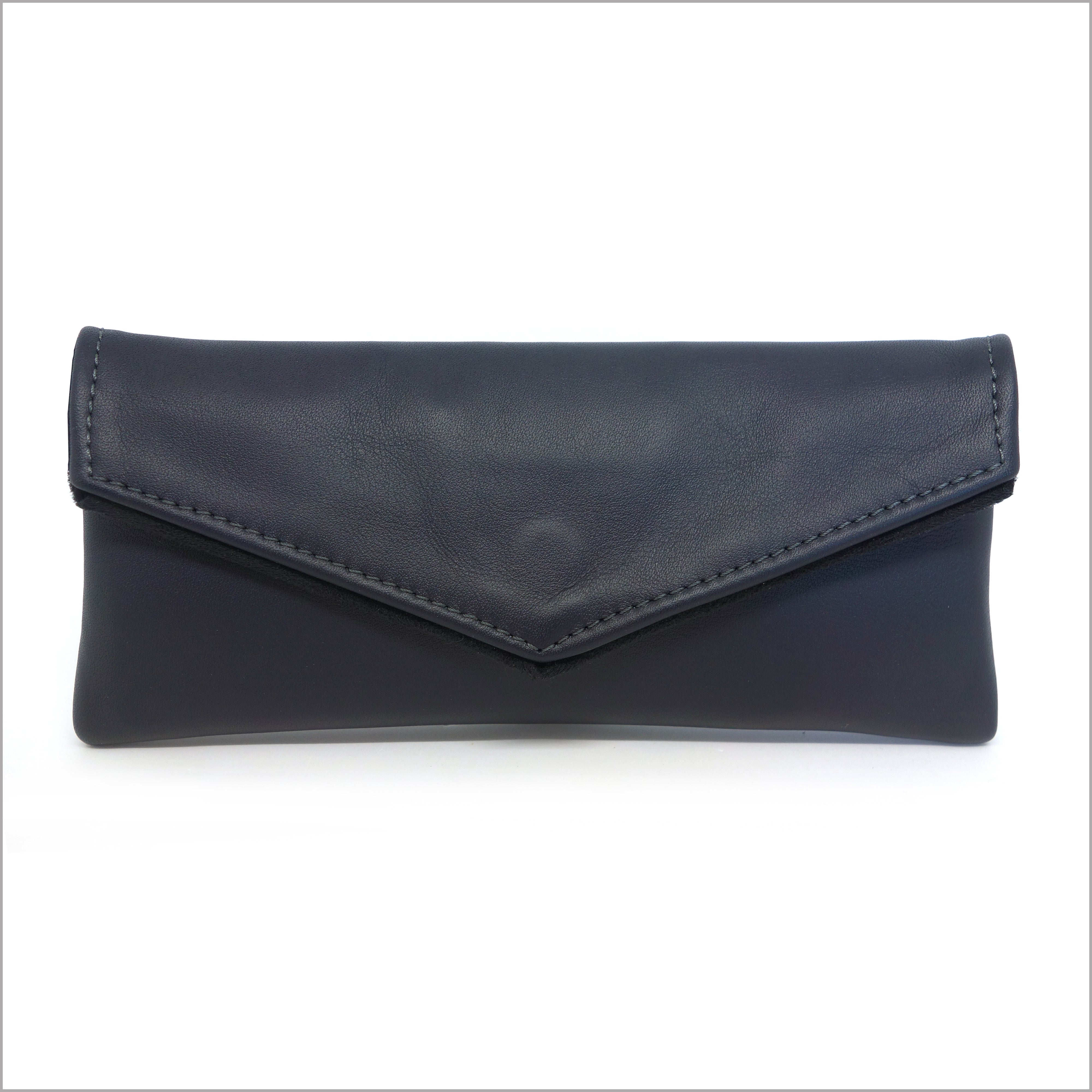 Étui à Lunettes En Cuir Végan Bleu - Taille M - Avec Chiffon Microfibre - Protection Rigide - 3