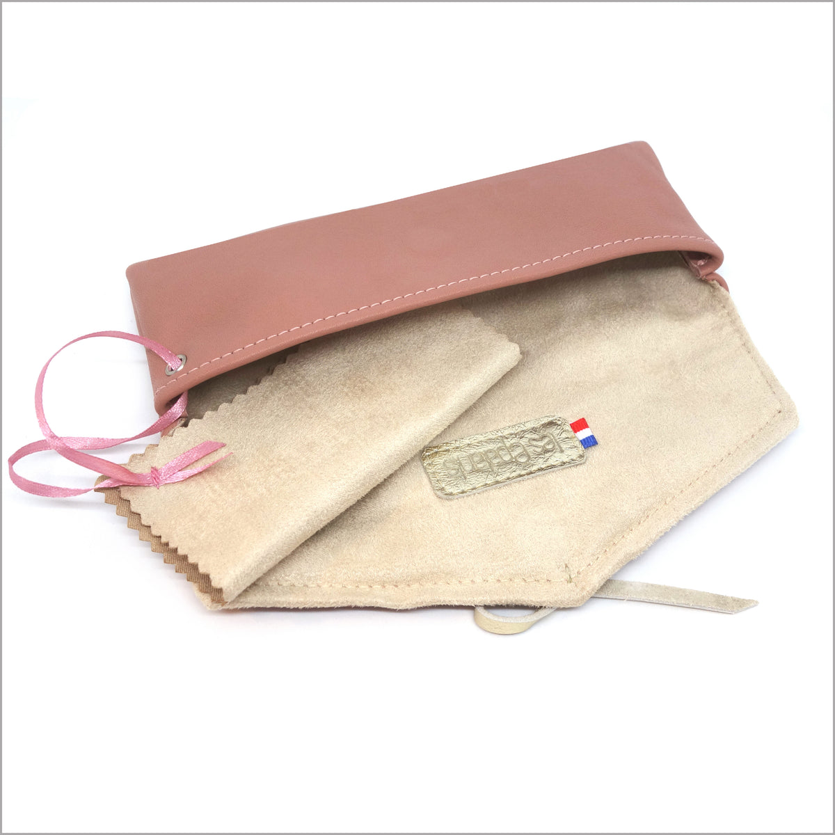 Glasses case in soft rosewood leather