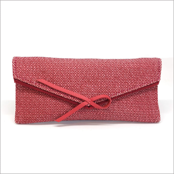 Soft glasses case in raspberry linen and silver lurex