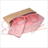 Étui à lunettes souple en lin enduit or rose