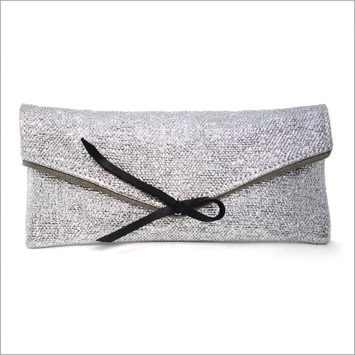 Étui à lunettes souple en lin enduit argent