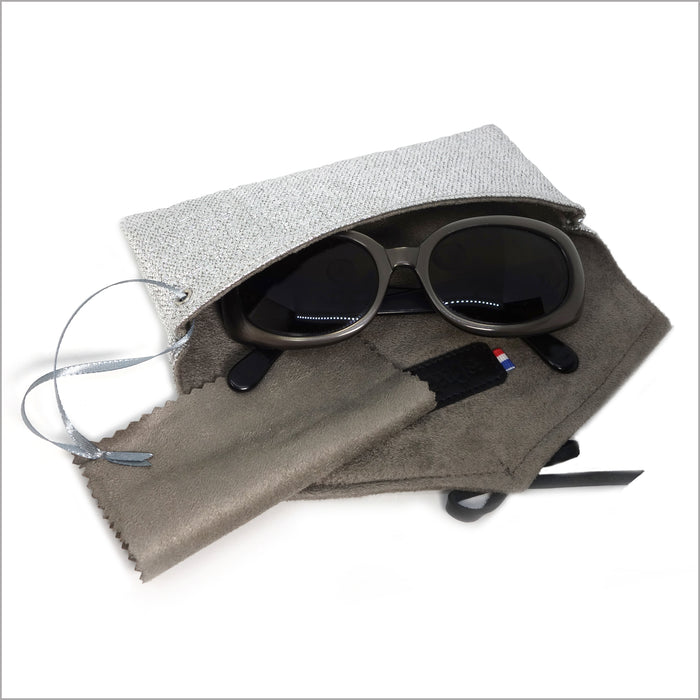 Étui à lunettes souple en lin enduit argent
