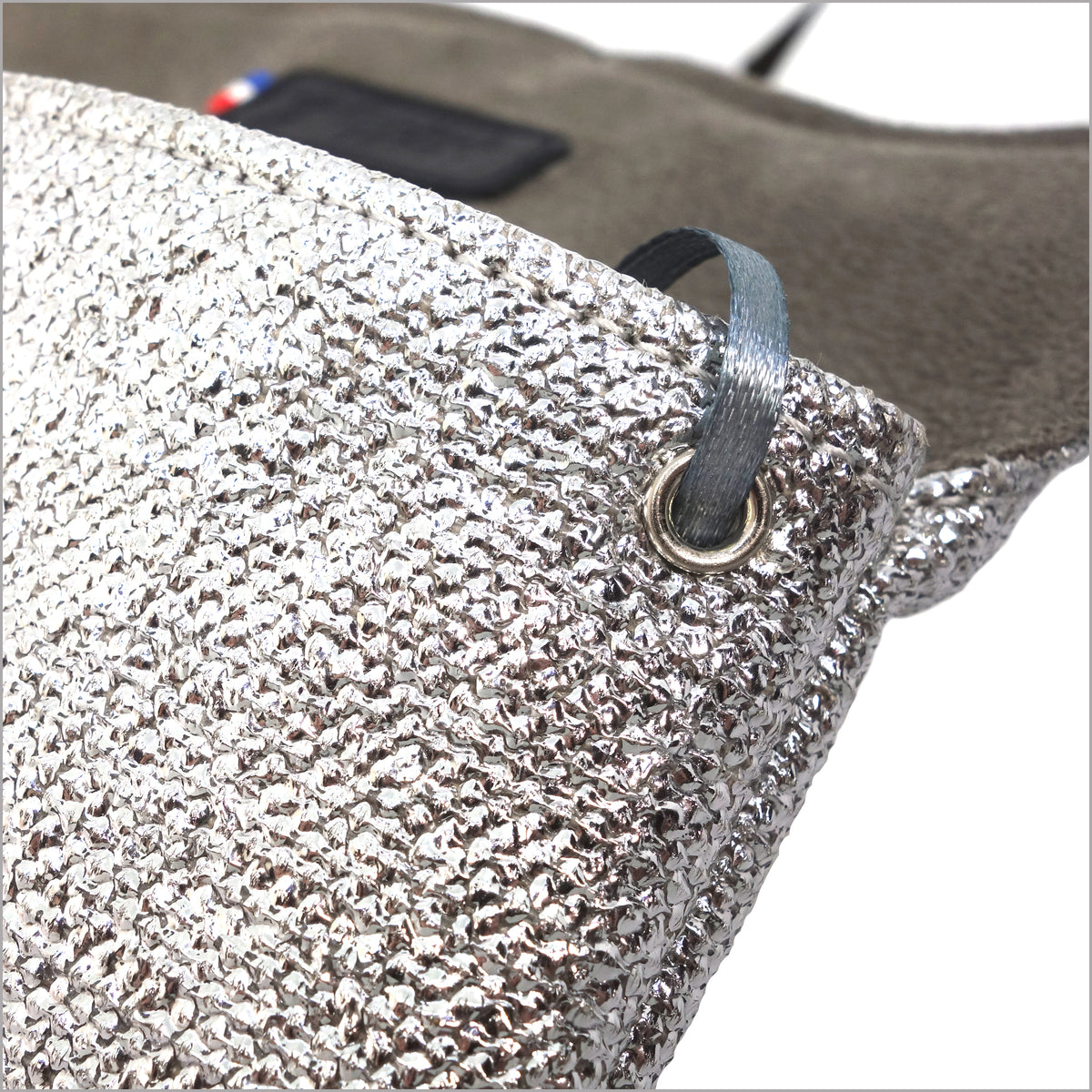 Étui à lunettes souple en lin enduit argent