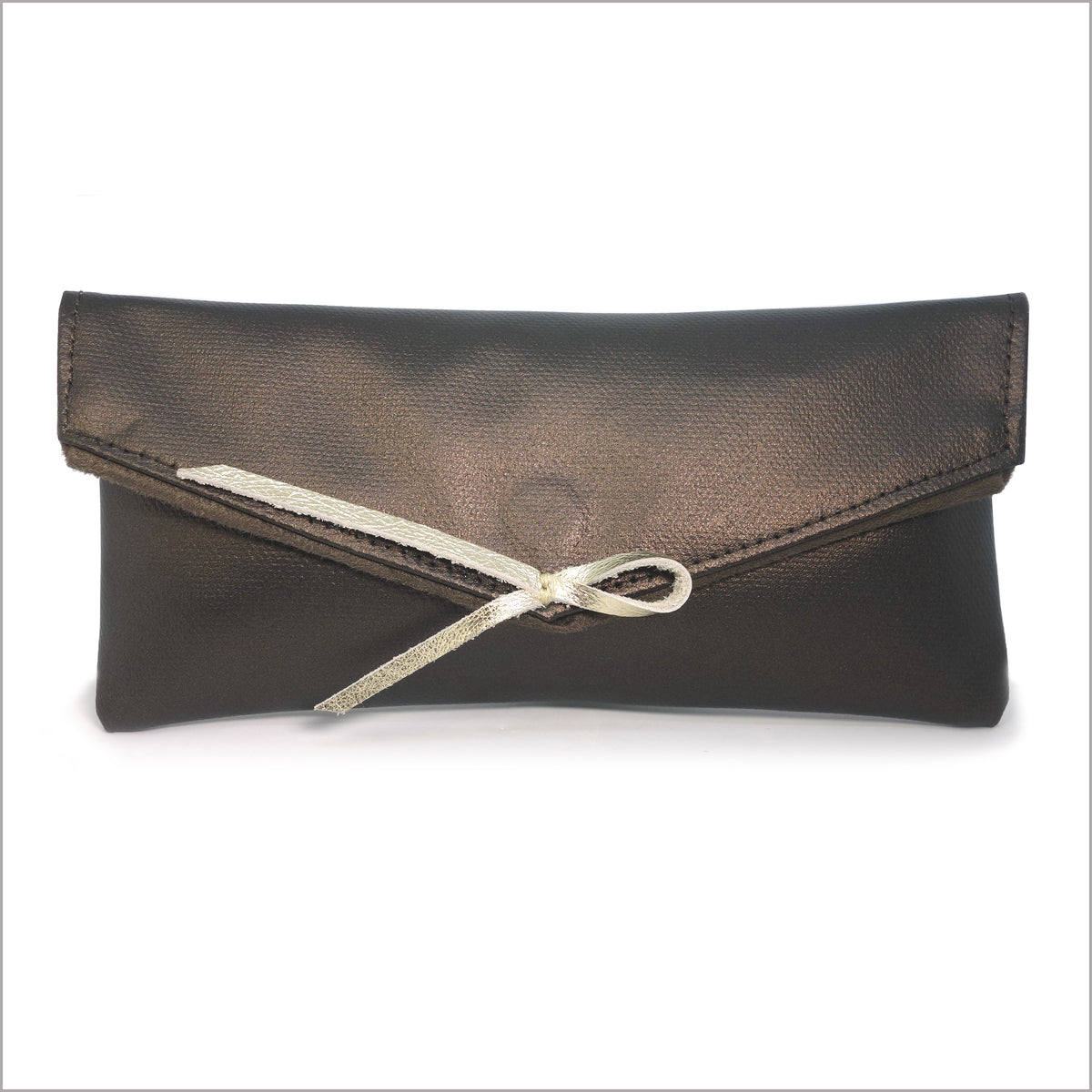 Étui à lunettes souple fermeture magnétique coton enduit irisé marron
