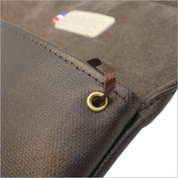 Étui à lunettes souple fermeture magnétique coton enduit irisé marron