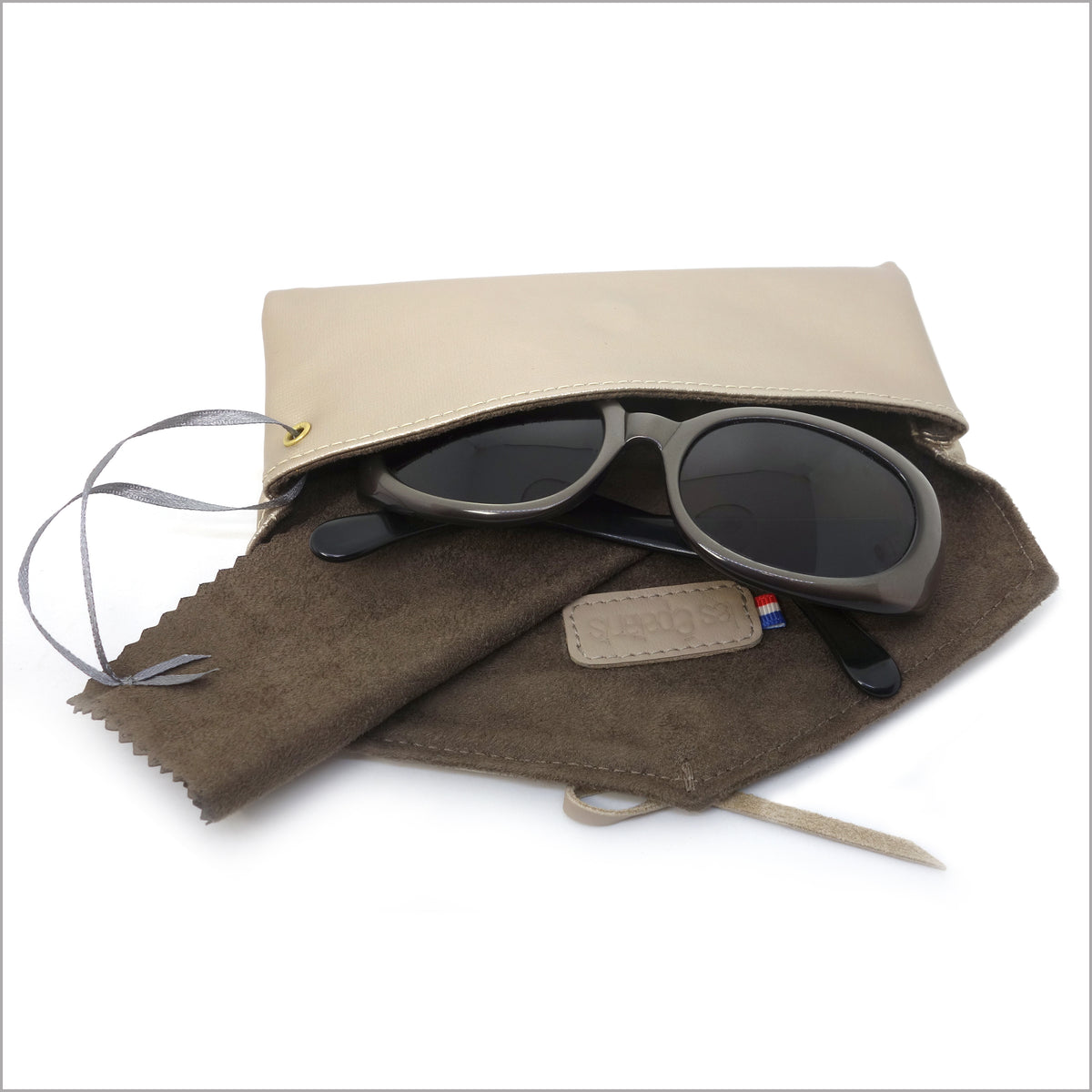 Étui à lunettes souple bâche enduite dorée champagne