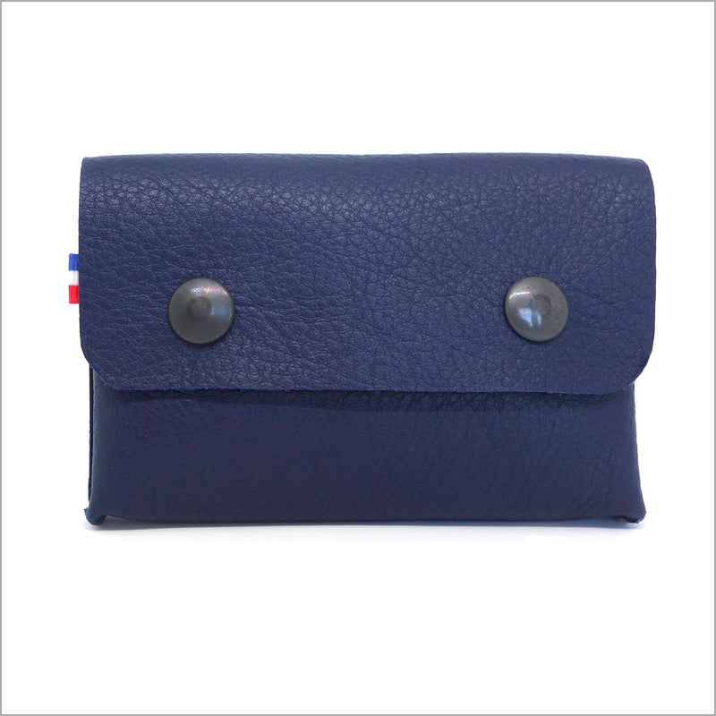 Portemonnaie et porte-cartes en cuir souple bleu indigo