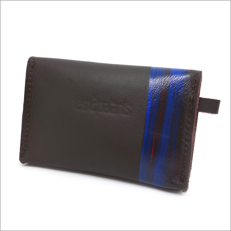 Porte-monnaie et porte-cartes en cuir marron et bleu cobalt