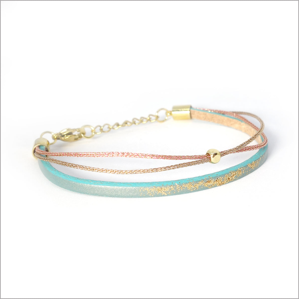 Bracelet réglable en cuir irisé pour femme