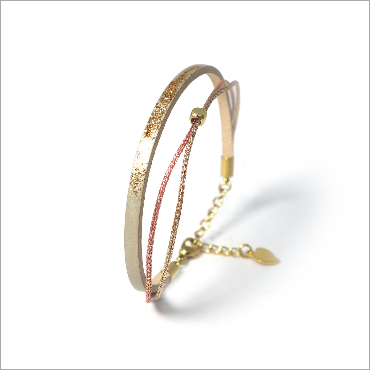 Bracelet réglable en cuir irisé pour femme