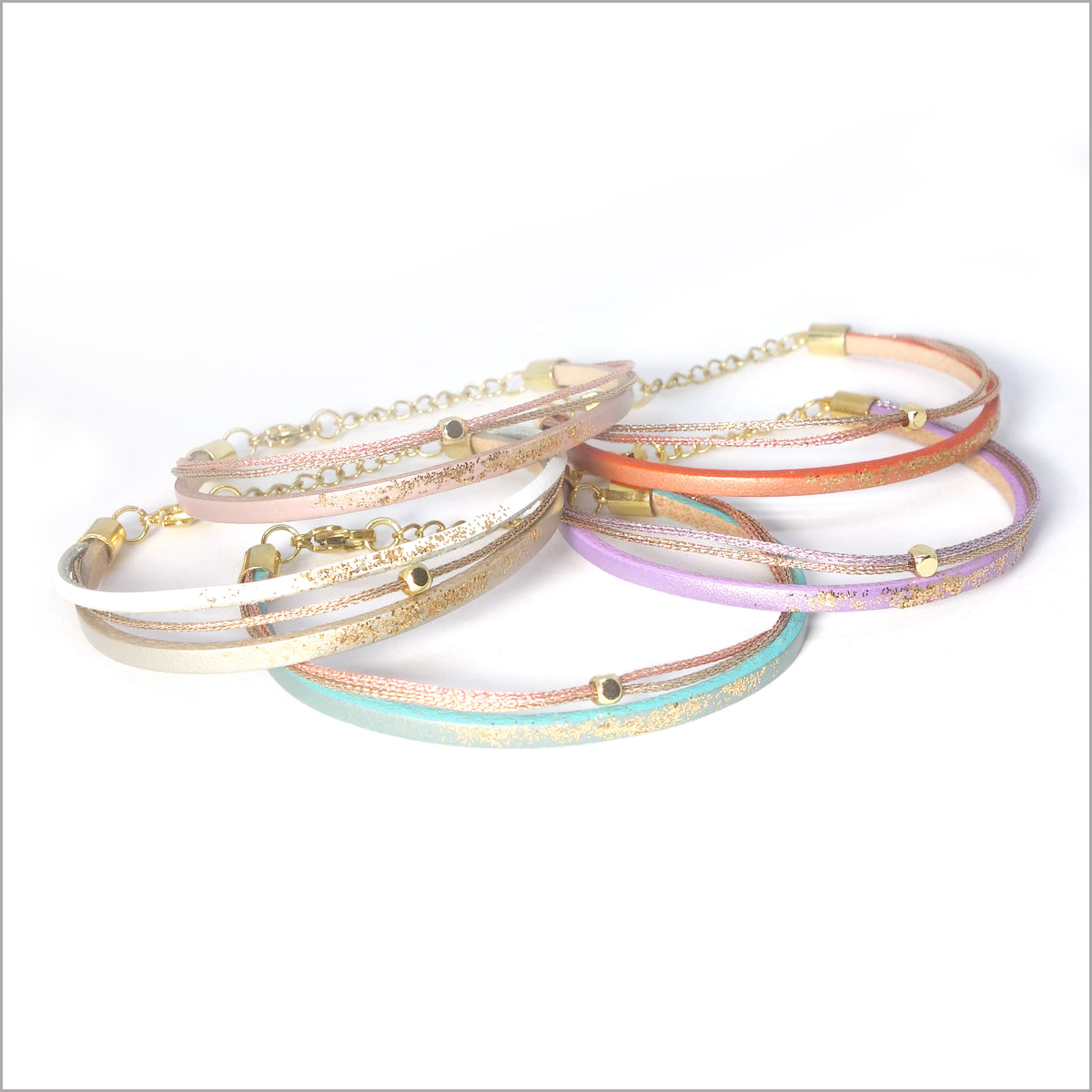 Bracelet réglable en cuir irisé pour femme