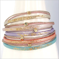 Bracelet réglable en cuir irisé pour femme