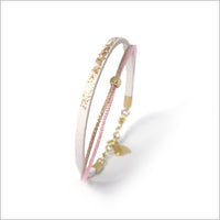 Bracelet artisanal réglable pour femme en cuir, lamé et paillettes peintes à la main