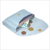 Compagnon porte-monnaie à 3 compartiments en cuir bleu ciel
