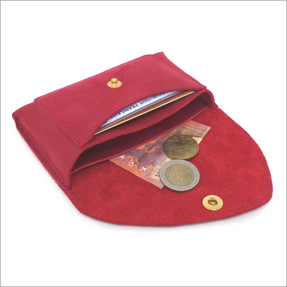 Portefeuille porte-monnaie femme cuir rouge