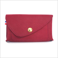 Portefeuille porte-monnaie femme cuir rouge