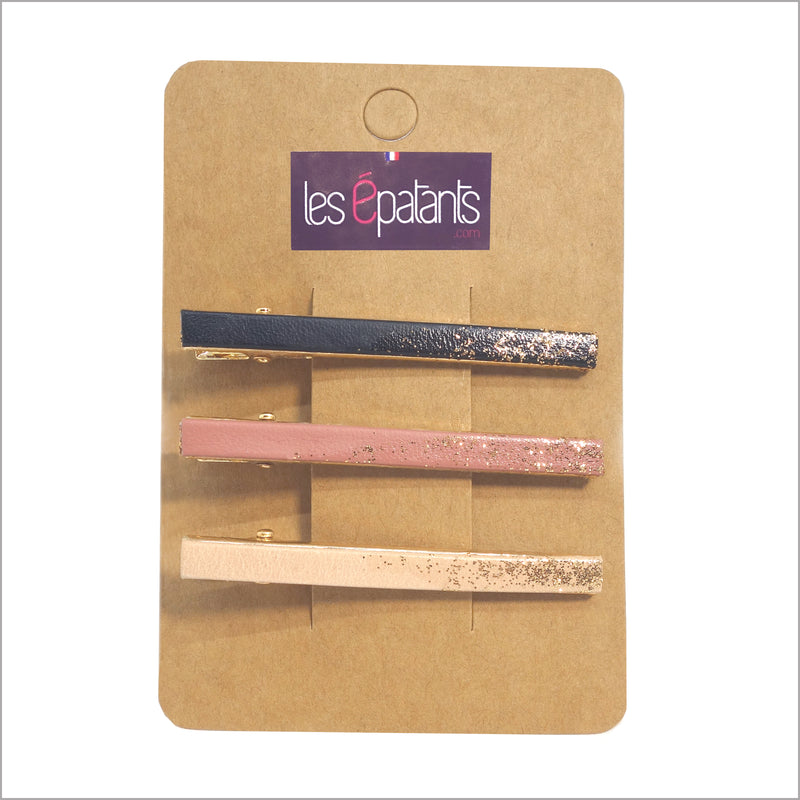 Barrettes bijoux de cheveux en cuir et paillettes