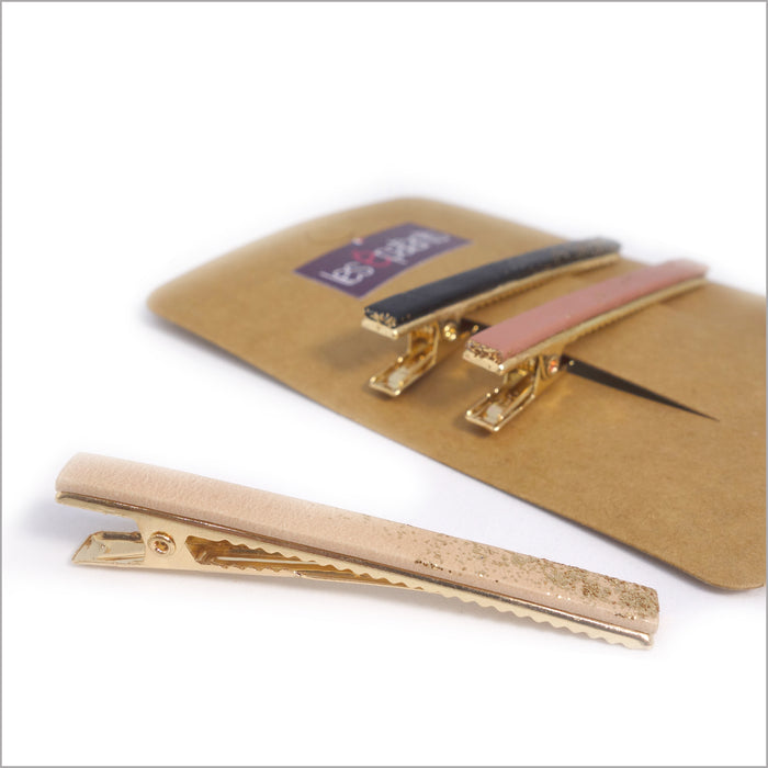 Barrettes bijoux de cheveux en cuir et paillettes