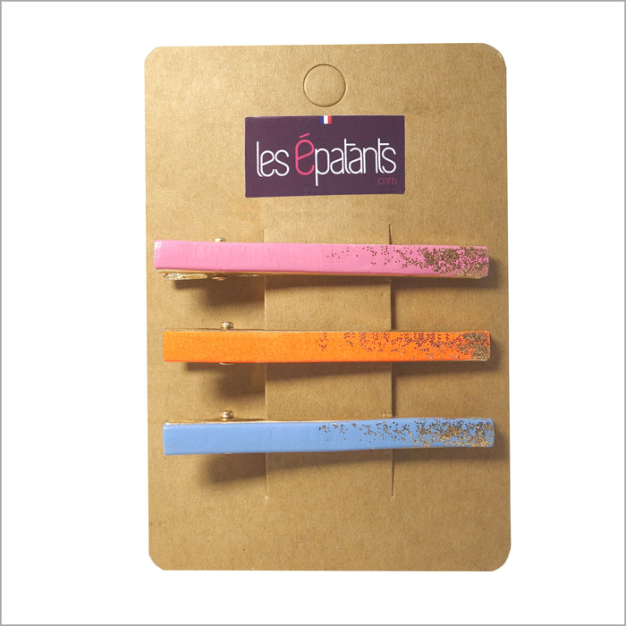 Barrettes pinces de cheveux en cuir et paillettes