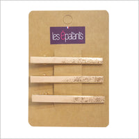 Trio de pinces à cheveux en cuir véritable et paillettes