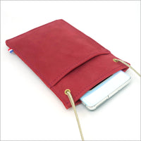 Petit sac bandoulière smartphone cuir velours rouge