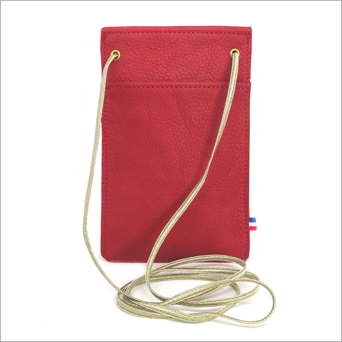 Petit sac bandoulière smartphone cuir velours rouge