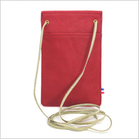 Petit sac bandoulière smartphone cuir velours rouge