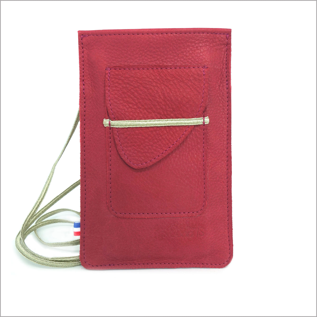 Petit sac bandoulière smartphone cuir velours rouge