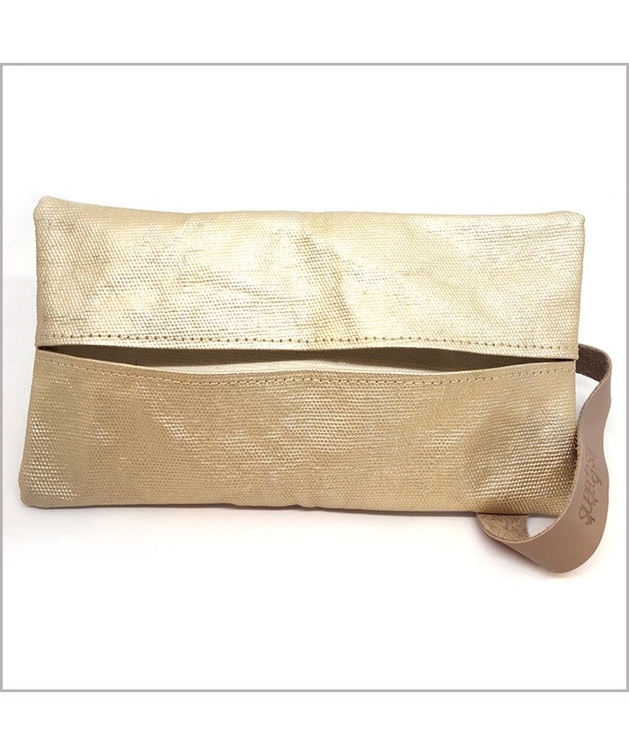 Mask case in champagne coated canvas and mastic leather