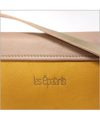 Clutch with adjustable shoulder strap in yellow and nude leather
