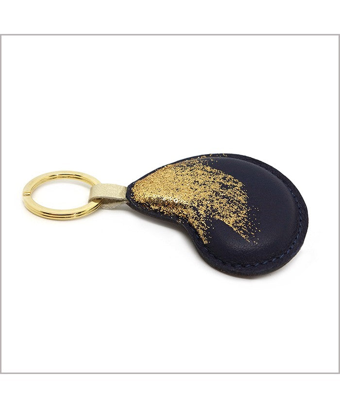 Black leather keychain with sequins