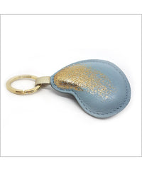 Sky blue and iridescent green leather key ring with sequins