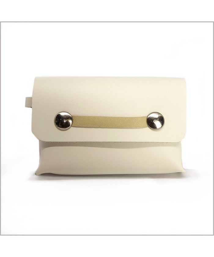 Clay white leather coin purse and card holder