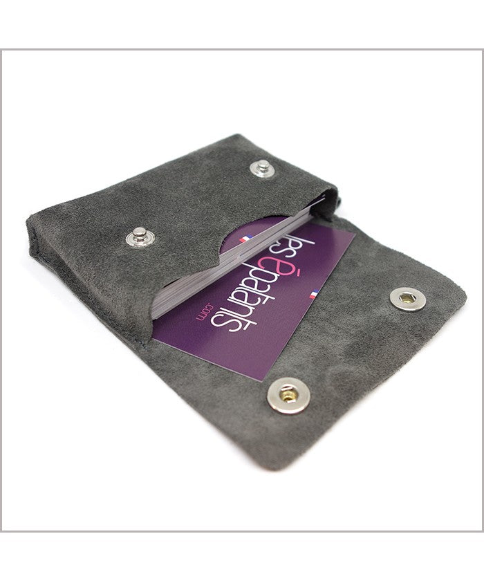 Coin purse and card holder in mouse gray nubuck