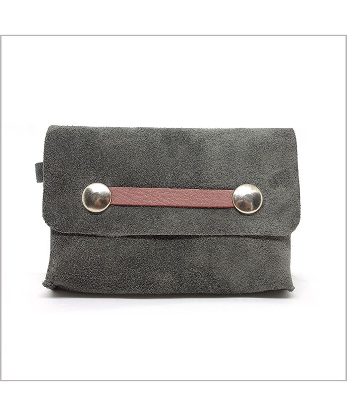 Coin purse and card holder in mouse gray nubuck